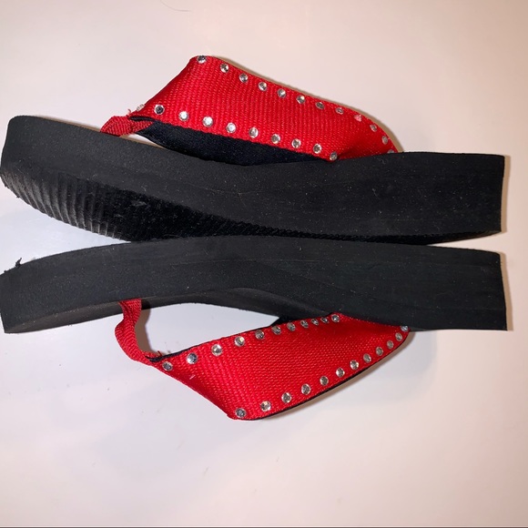 Ohio State Go Buckeyes bright red flip flops sz s - Picture 7 of 8
